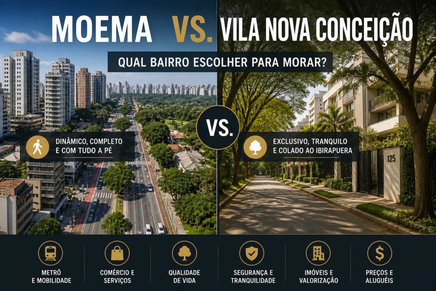 Moema vs. Vila Nova Conceição: qual bairro escolher para morar?